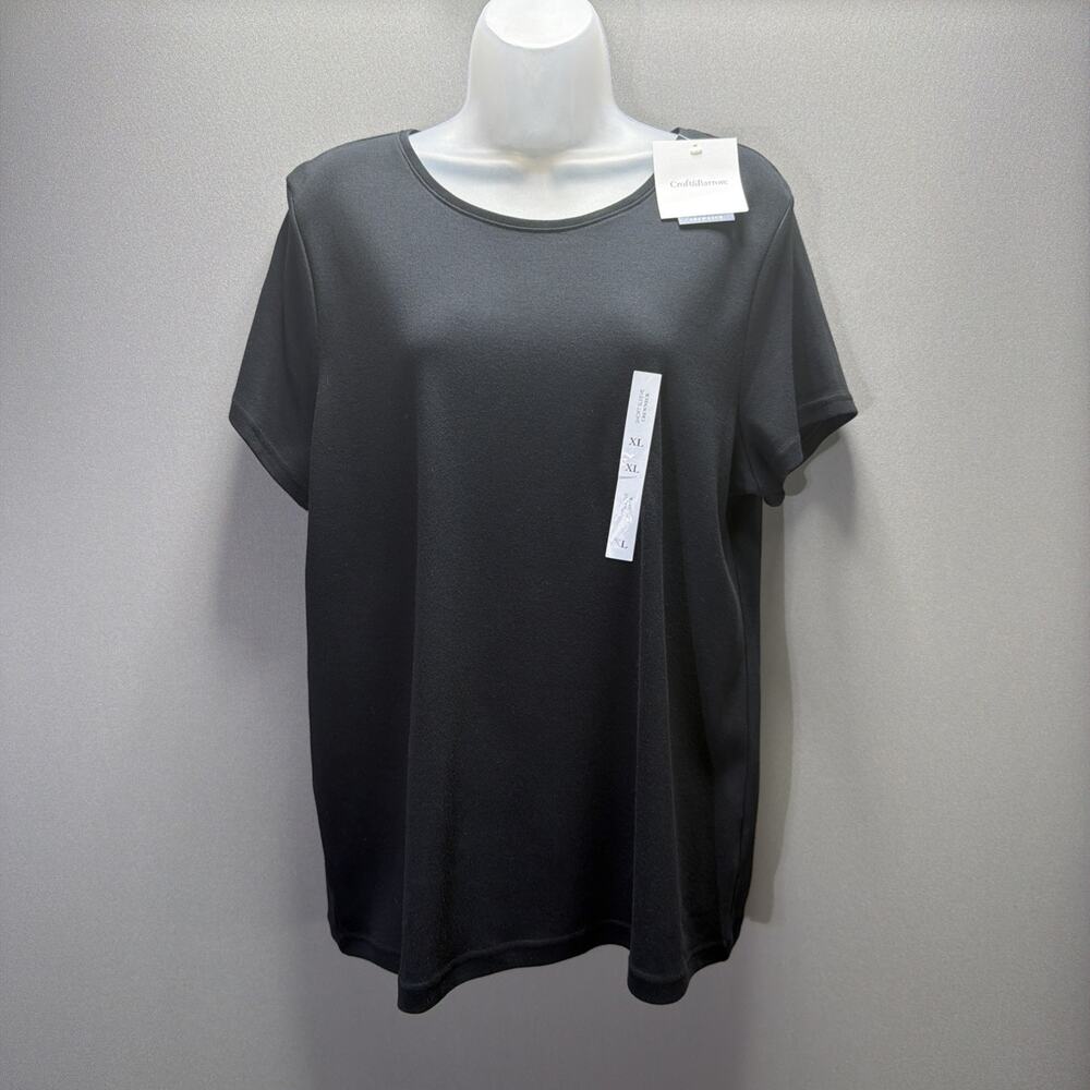 Croft & Barrow Women's The Classic Tee Short Sleeve Crewneck XL Black New